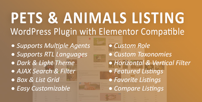 pets and animals listing plugin