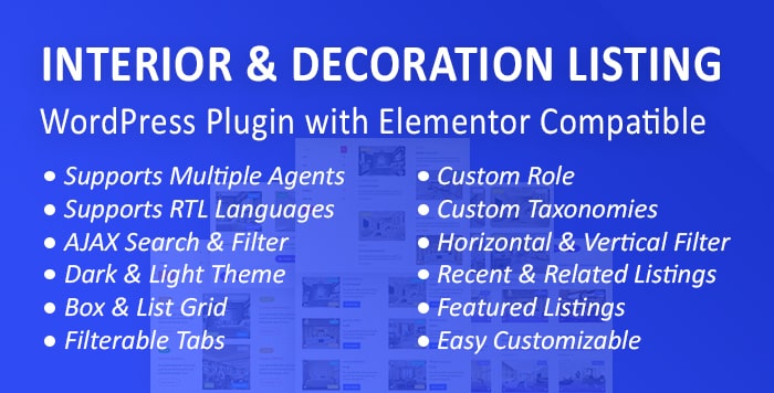 interior design and decoration listing plugin