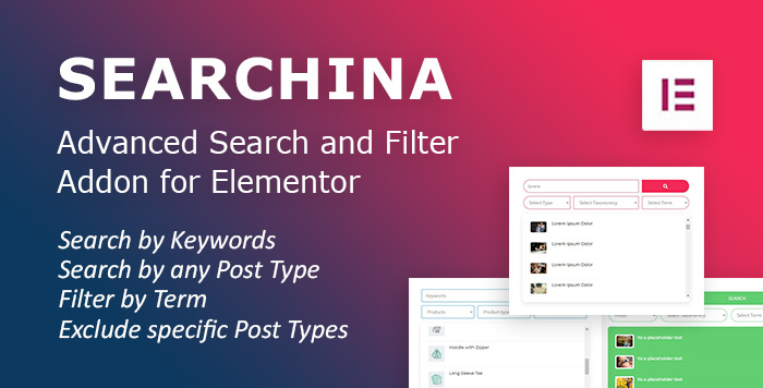 search and filter addon for elementor